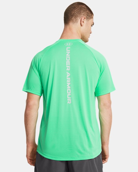 Men's UA Tech™ Reflective Short Sleeve in Green image number 1